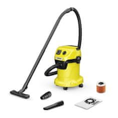 slomart Kärcher WD 3 P V-17/4/20 sesalnik za mokro in suho čiščenje, 17 L, 1000 W, črn in rumen, s 4 kolesi in dodatno opremo