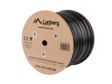 Lanberg Lanberg LCU6-21CU-0305-BK omrežni kabel Cat6 U/UTP, zunaj, črn, 305 m, presežena 250 MHz, bakreni prevodnik