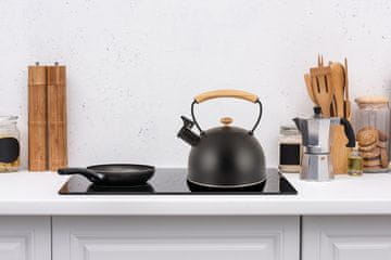 Promis Kovinska kotliček Promis TMC-15B - CLARA, 2.5 L, primeren za vse vrste kuhalnikov, detajlna pokrovčka, črna in nerjavna jeklo.