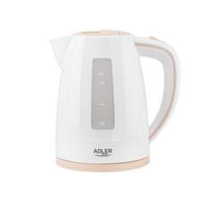 Adler Električni kuhalnik vode Adler AD 1264, 1.7 L, 2200 W, v bele in lešnikovi barvi, z zaščito pred pregrevanjem in indikatorjem nivoja vode