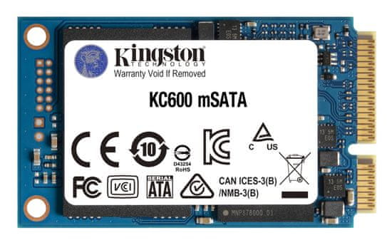 Kingston Kingston Technology 256GB mSATA SSD KC600 - Visoka hitrost prenosa podatkov, 3D TLC, 256-bit AES varnostna enota
