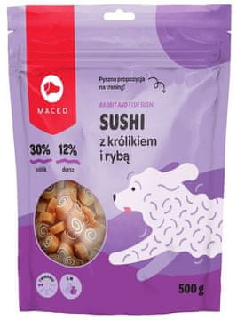 MACED MACED Sushi pasje poslastice z zajcem in ribo, 500g