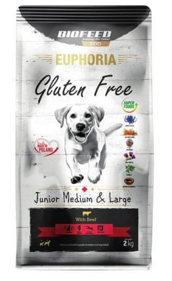 BIOFEED BIOFEED Euphoria Gluten Free Junior medium &amp; large Beef - suha hrana za pse - 2kg