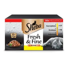 Sheba SHEBA mokra hrana za mačke v vrečkah z okusi perutnine - 50 x 50 g, brez konzervansov, brez umetnih barvil
