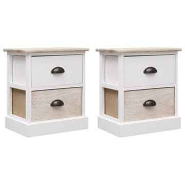 Vidaxl Nočne omarice 2 kosa bele in naravne 38x28x45 cm les pavlovnije