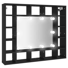 Vidaxl LED omarica z ogledalom črna 91x15x76,5 cm