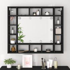 Vidaxl LED omarica z ogledalom črna 91x15x76,5 cm