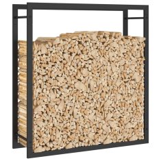 Vidaxl Stojalo za drva črno mat 80x28x86 cm jeklo