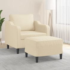 shumee vidaXL Fotelj s stolčkom za noge krem 60 cm blago
