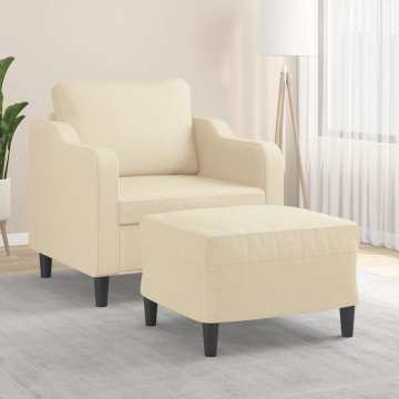 shumee vidaXL Fotelj s stolčkom za noge krem 60 cm blago