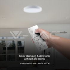 V-TAC LED plafonjera 40W 3CCT 4000lm IP20 z daljincem 