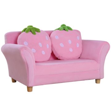 HOMCOM Otroški Kavč Strawberry Cosy Kavč In Fotelj Za Otroško Sobo, Mehak Kavč, Dvojni Kavč, Enojni Kavč, Otroški Stol