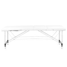 shumee Zložljiva masažna miza, aluminijasta udobna, Activ Fizjo, 3-segmentna, bela