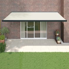 Vidaxl Zložljiva tenda krem 5x3 m blago in aluminij