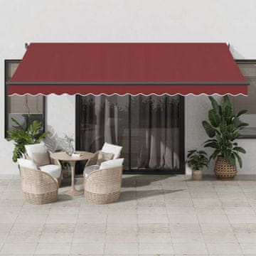 shumee vidaXL Avtomatsko zložljiva tenda LED bordo 450x350 cm