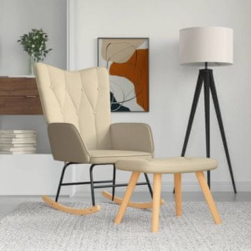 Vidaxl vidaXL Gugalni stol s podnožjem, kremne barve, oblazinjen s tkanino