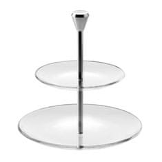 Etažer Full Moon 2-nadstropji h23cm / steklo, aluminij