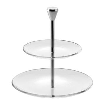 Etažer Full Moon 2-nadstropji h23cm / steklo, aluminij