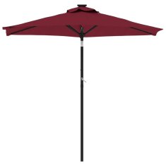 Vidaxl Vrtni senčnik z LED in jeklenim drogom rdeč 225x225x212 cm