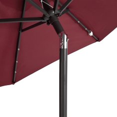 Vidaxl Vrtni senčnik z LED in jeklenim drogom rdeč 225x225x212 cm