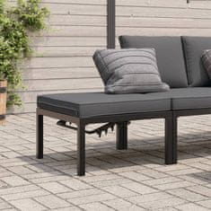 Vidaxl Vrtni stolček z blazino črn aluminij
