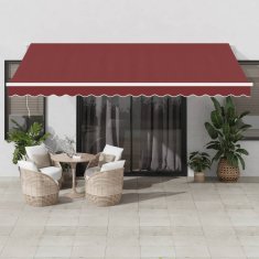 Vidaxl Ročna tenda 4,5 x 3,5 m Burgundija 100% poliester