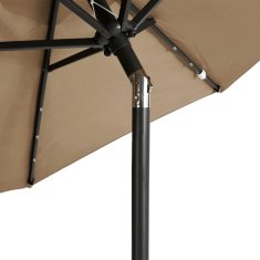 Vidaxl Vrtni senčnik z LED in jeklenim drogom taupe 225x225x212 cm