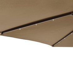 Vidaxl Vrtni senčnik z LED in jeklenim drogom taupe 225x225x212 cm