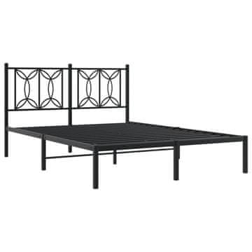 Vidaxl Kovinski posteljni okvir z vzglavjem črn 135x190 cm