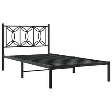 Vidaxl Kovinski posteljni okvir z vzglavjem črn 100x200 cm