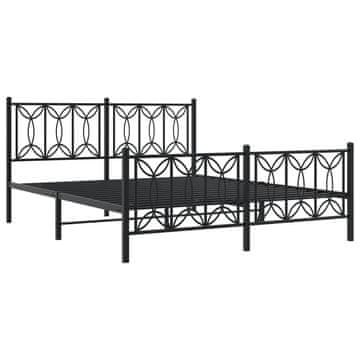 Vidaxl Kovinski posteljni okvir z vzglavjem in vznožjem črn 150x200 cm