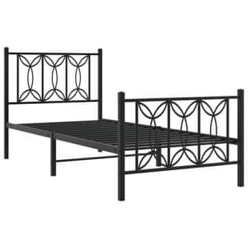 Vidaxl Kovinski posteljni okvir z vzglavjem in vznožjem črn 90x200 cm