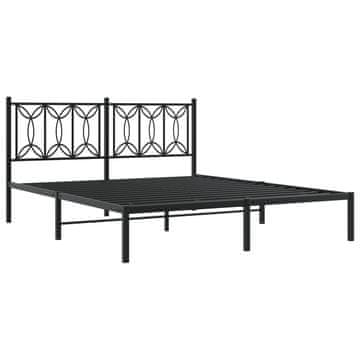 Vidaxl Kovinski posteljni okvir z vzglavjem črn 150x200 cm