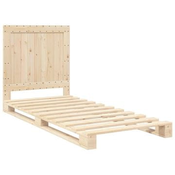 Vidaxl Posteljni okvir z vzglavjem 90x200 cm trdna borovina
