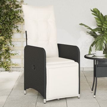 Vidaxl vidaXL Vrtni naslanjači, 2 kosa, blazine, črn PE ratan