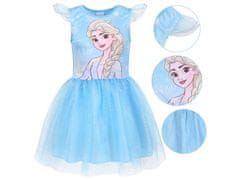 Disney Ledeno kraljestvo Elsa Modra obleka s tilom in kratkimi rokavi, dekliška obleka 8-9 lat 128-134 cm