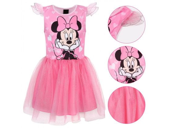 Disney DISNEY Minnie Mouse Roza obleka s tilom in kratkimi rokavi, dekliška obleka