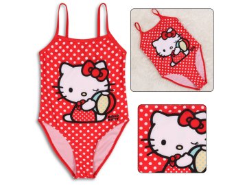 HELLO KITTY Hello Kitty Dekliške kopalke, rdeče kopalke, enodelne s pikami