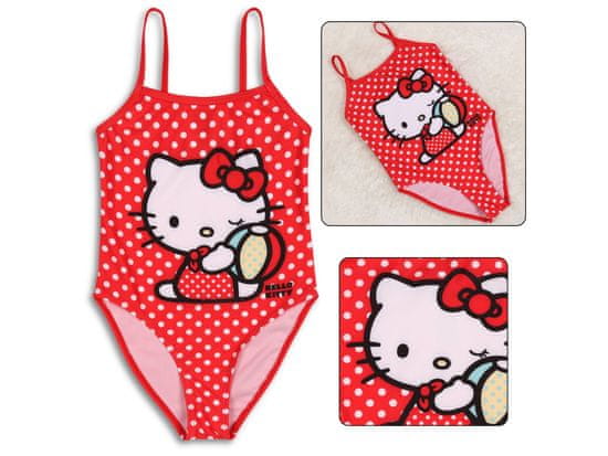 HELLO KITTY Hello Kitty Dekliške kopalke, rdeče kopalke, enodelne s pikami