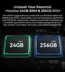 Robusten mobilni telefon WP35 5G, zmogljiva 11000mAh baterija, debeline 15mm, Android 14, (24GB+256GB), sive barve