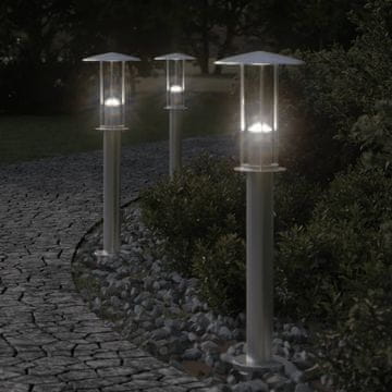 Vidaxl vidaXL Vrtne svetilke, 3 kosi, srebrne, 60 cm, jeklo