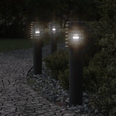 Vidaxl Zunanje talne svetilke z vtičnico 3 kosi črne 60 cm nerj. jeklo