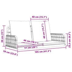 Vidaxl Gugalna klop z blazinami 105x58x38 cm poli ratan in jeklo