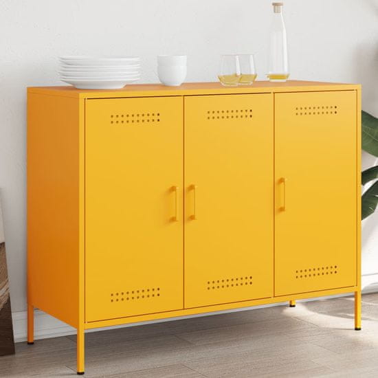 shumee Komoda gorčično rumena 100.5x39x79 cm hladno valjano jeklo