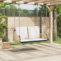 Vidaxl Gugalna klop z blazinami 105x58x38 cm poli ratan in jeklo