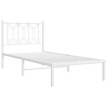Vidaxl Kovinski posteljni okvir z vzglavjem bel 80x200 cm
