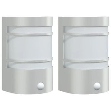 Vidaxl Zunanja stenska svetilka s senzorjem 2 kosa nerjaveče jeklo