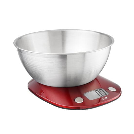 Eva Digitalna kuhinjska tehtnica s posodo 1g-5kg / rdeča / inox