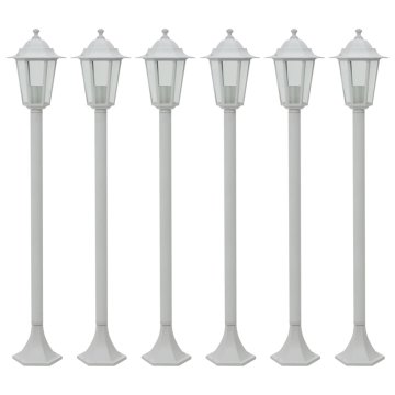 Vidaxl Vrtne ulične svetilke 6 kosov E27 110 cm aluminij bele