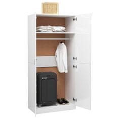 Vidaxl Garderobna omara visok sijaj bela 80x52x180 cm iverna plošča